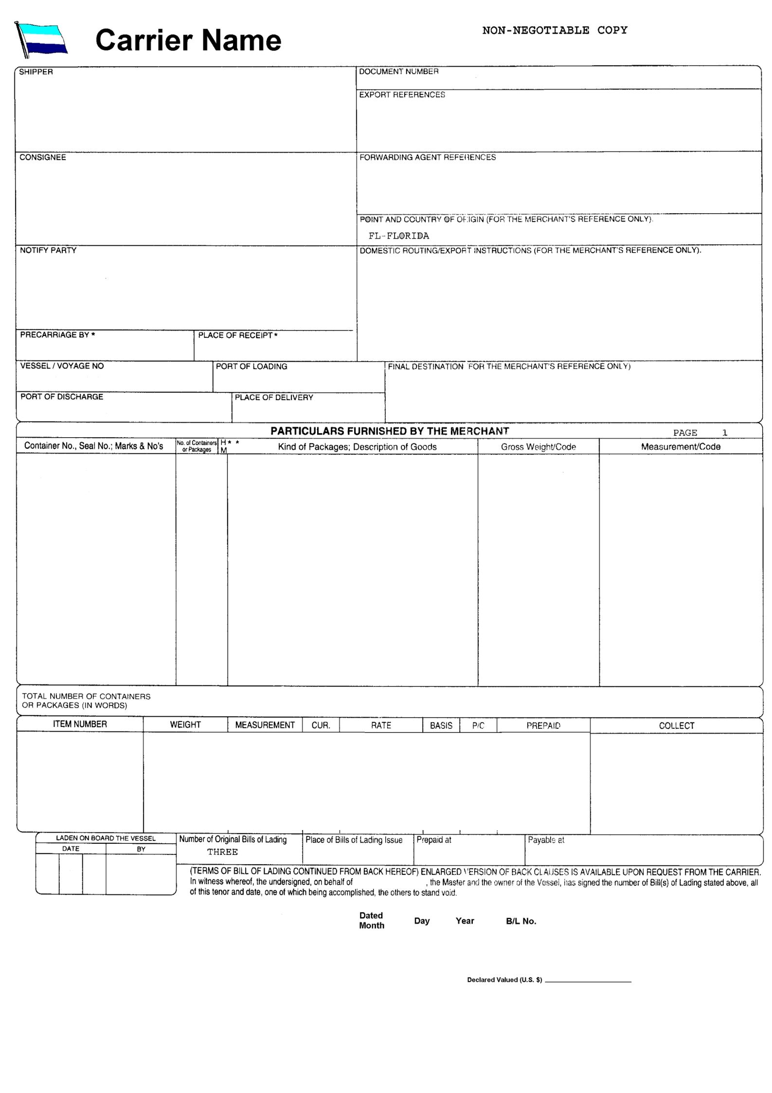 Bill of Lading Details